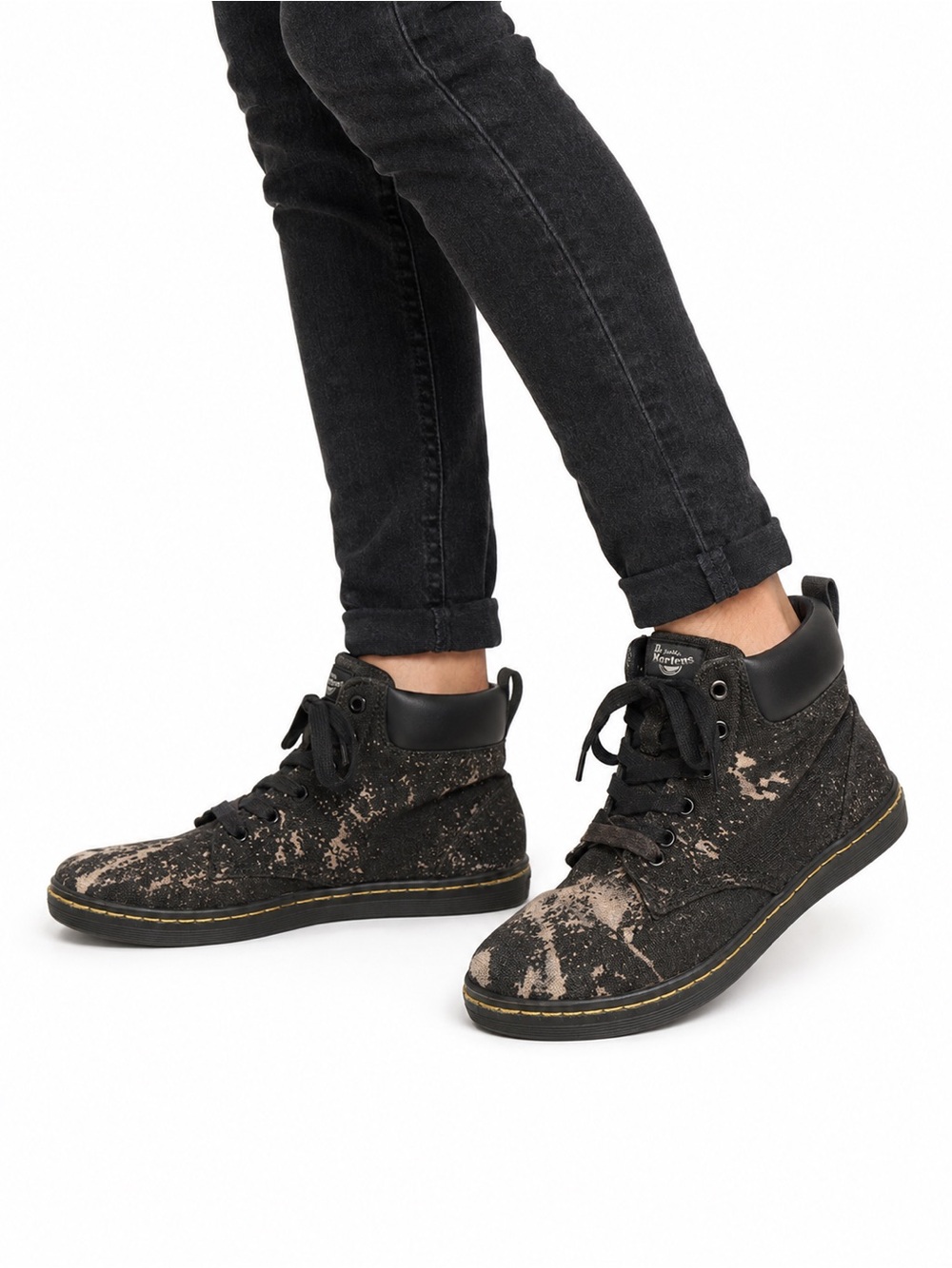 Dr Martens Women's Size 9 Black Bleached High-Top Sneakers - Picture 1 of 8